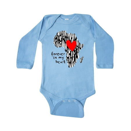 

Inktastic Black History Month Forever in My Heart Ink Print Africa Gift Baby Boy or Baby Girl Long Sleeve Bodysuit
