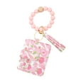 thumbnail image 1 of Tarjetero, Cartera de pulsera, Monedero, Monedero de bolsillo para mujer, Monedero, Llavero con borla de cuentas rosa, Llavero tipo brazalete, Monedero con llavero y pulsera, Monedero con broche, Melo, 1 of 4