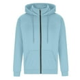 thumbnail image 6 of Mens Full Zip Hooded Jackets Loose Casual Fall Winter Warm Hoodies Fleece Mock Neck Outdoor Sports Sweatshirts Coats with Pockets Light blue S, 6 of 8