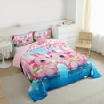 thumbnail image 3 of Homewish Cartoon Animal Axolotl Bedding Comforter Set,Cherry Blossom Twin Comforter Sets,Pink Blue Bedding Set,For Girls,Microfiber Bedroom Decor Reversible,2-Piece, 3 of 8