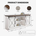 thumbnail image 2 of Farmhouse TV Stand for TV up to 65",  TV Media Console Table with Storage Cabinet, Entertainment Center with Sliding Barn Doors for Living Room, Bedroom, White & Brown, 2 of 8