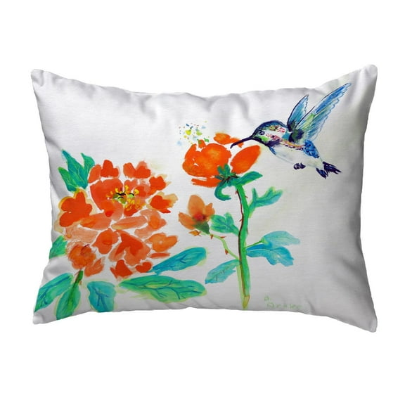 Betsy Drake KS630 11 x 14 in. Hummingbird & Red Flower Small No-Cord Pillow