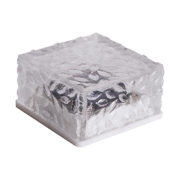 Lámpara solar de ladrillo cuadrado de hielo, lámpara solar impermeable para paisaje Luz blanca cálida