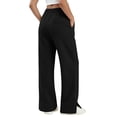 thumbnail image 5 of Women's High Waist Drawstring Casual Wide Leg Pants With Split Hem And Pockets, 5 of 7