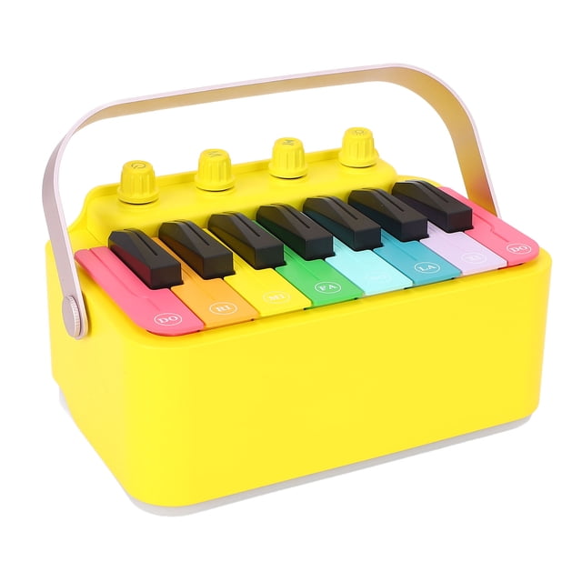 Haut-parleur BT Sans Fil, Piano Électronique Batterie Lumière Ambiante RVB pour Fête Rassemblement Jaune,Blanc