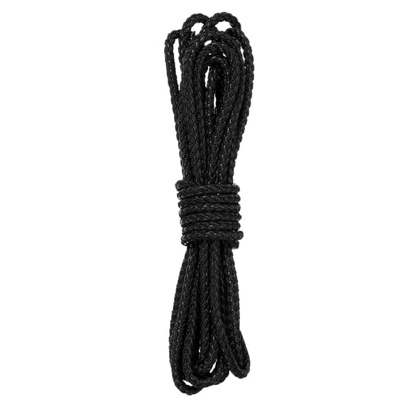 5.5 Yard Leather Cord, 5.5mm Round Braided Leather Strips Rope Folded String for Crafts Jewelry Making Necklace Bracelets Belt, Black