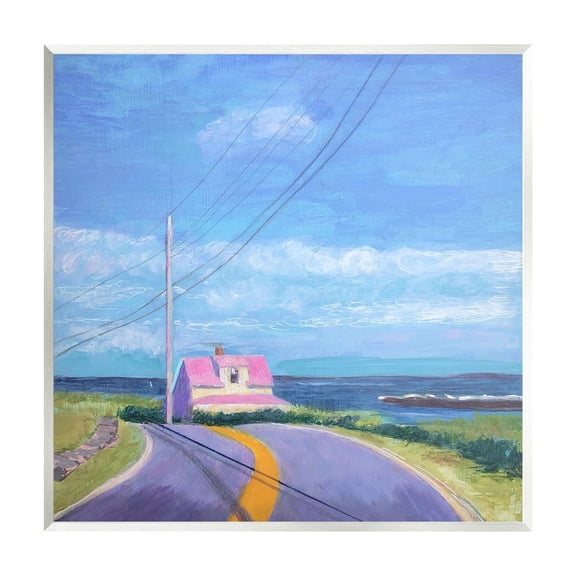 Stupell Industries Vivid Seaside Cottage Road Calm Ocean Breeze Painting Unframed Art Print Wall Art, Design by Sweetwater