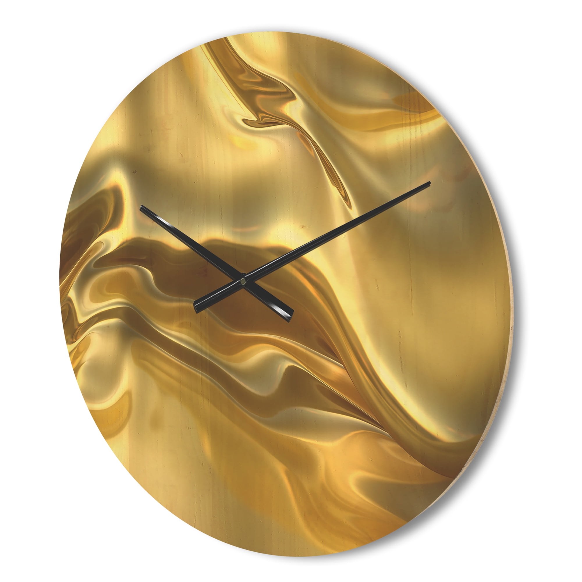 Designart 'Plain Golden Cloth Texture ' Modern Wood Wall Clock