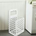 thumbnail image 4 of AYktou Foldable Laundry Basket, Dirty Clothes Hanging Laundry Hamper Clothing Storage Basket, No Punch Wall Hanging Storage Rack Basket Laundry Basket Home Bathroom Laundry Room Organization, 4 of 6