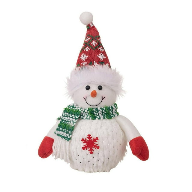 SIYTUAU 10 Inch Lighted Plush Snowman Figurine Style A For Christmas Table Decor Battery Operated Holiday Night Light A