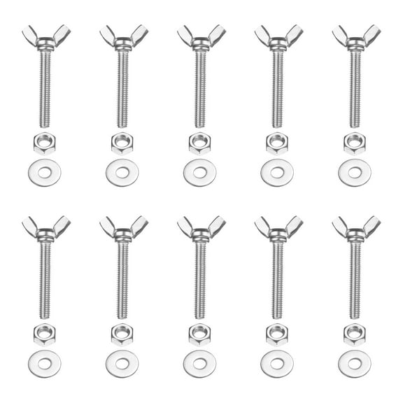 Uxcell M6-1 x 40 mm Wing Butterfly Screw, 10 Pcs Wing Nuts and Bolts Machine Fastener Thumb Hand Screws, Silver