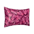 thumbnail image 2 of Bingfone Pink Butterfly Print Satin Pillowcase for Hair - Standard Size with Zipper Silky & Soft Pillow Covers,20x30 inches, 2 of 8