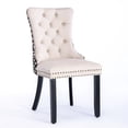 thumbnail image 3 of Beige Velvet Dining Chairs | High Back Support for Dining Experience | Density Foam and Steel Spring Cushion | Sturdy Solid Wood Frame, 3 of 7