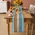 thumbnail image 2 of Farmhouse Light Blue Brown Table Runner - 108 Inch Long Vintage Wooden Striped Cotton and Linen Blended Dress Scarves Farmhouse Table Runner for Kitchen Dining, Coffee Table, 13" x 108", 2 of 8