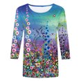 thumbnail image 4 of Pntutb Grande Taille Liquidation! T-Shirt Imprimé pour Femme Blouse à Manches 3/4 Col Rond Hauts Décontractés, 4 of 5