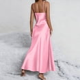 thumbnail image 4 of FRSASU Women's Satin Bridesmaid Dresses Spaghetti Straps Wedding Guest Dress Maxi formal Gowns with Slit Pink, 4 of 8