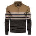 thumbnail image 1 of LOVZFMLL Sweaters for Men, Vintage Striped Color Block Turtleneck Ribbed Pullover, Casual Fashion Half-Zip, Fall Clothes, Warm Winter Tops, 1 of 1