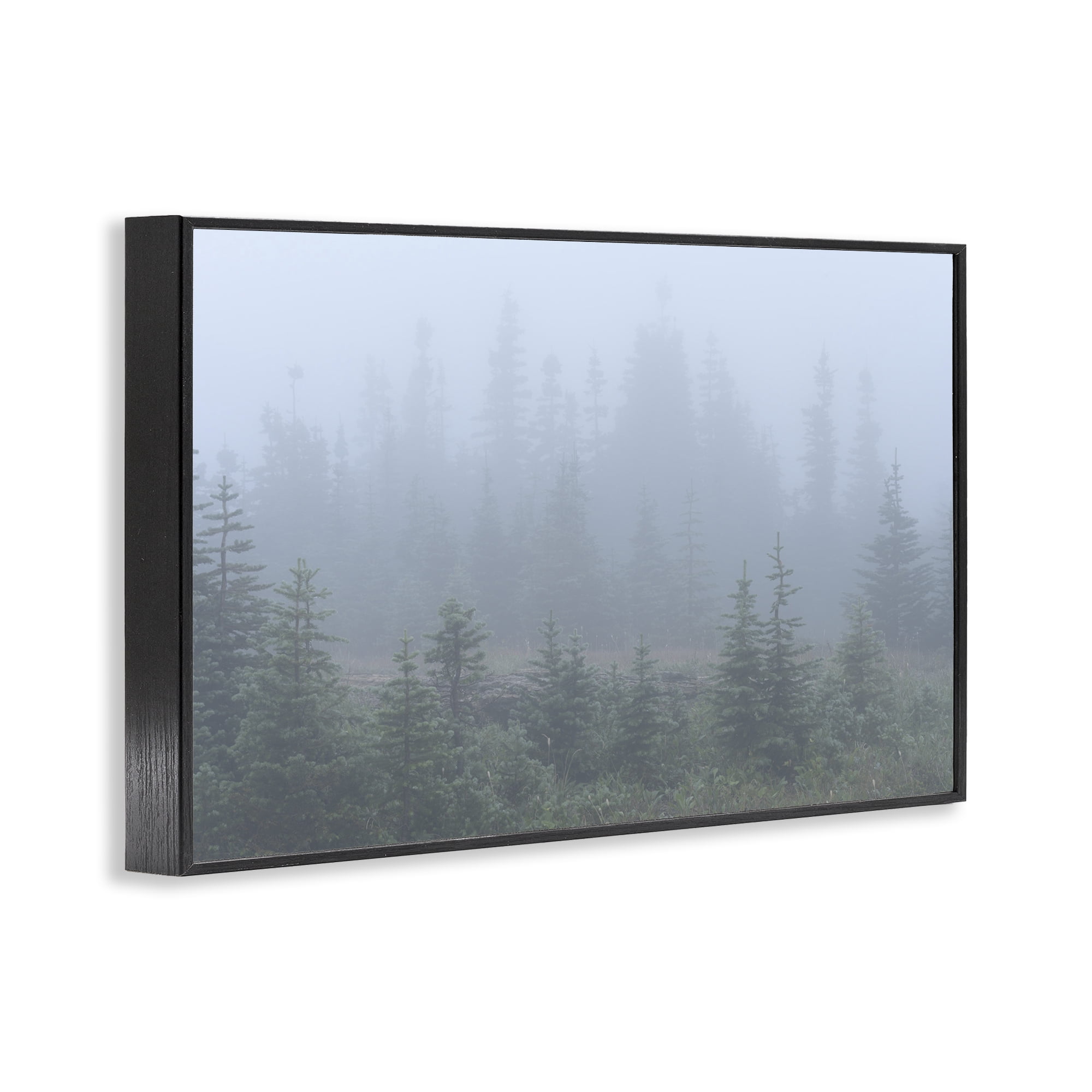 Stupell Industries Foggy Forest Trees Landscape Photography Black Framed Art Print Wall Art, 18 x 12