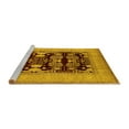 thumbnail image 2 of Ahgly Company Machine Washable Indoor Square Oriental Yellow Industrial Area Rugs, 4' Square, 2 of 4