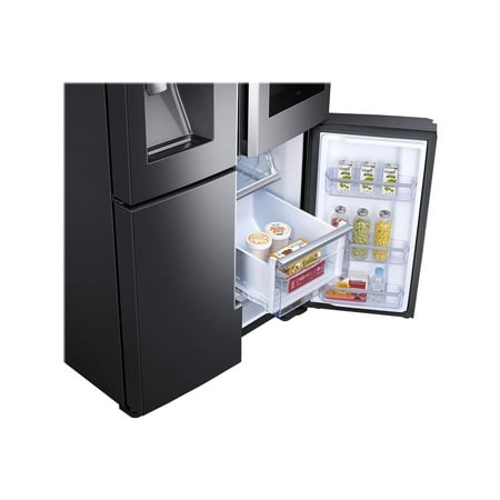 Samsung - Family Hub 28 Cu. Ft. 4-Door Flex French Door  Fingerprint Resistant Refrigerator - Black stainless steel