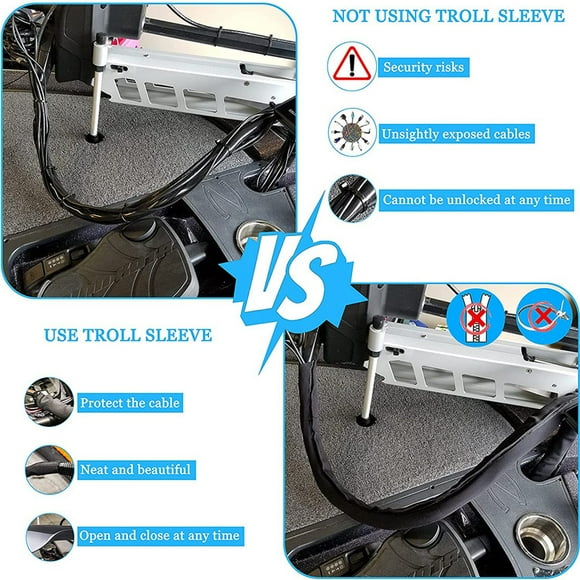 Neoprene Troll Sleeve, Trolling Motor Wires/Cable Organizer Sleeve - Black/White (1Pack),60 Inch
