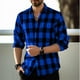 thumbnail image 1 of Camisas casuales de manga larga con estampado de cuadros para uso diario para hombres ropa sencilla estilo americano vintage camiseta de solapa de calle de gran tamaño, 1 of 6