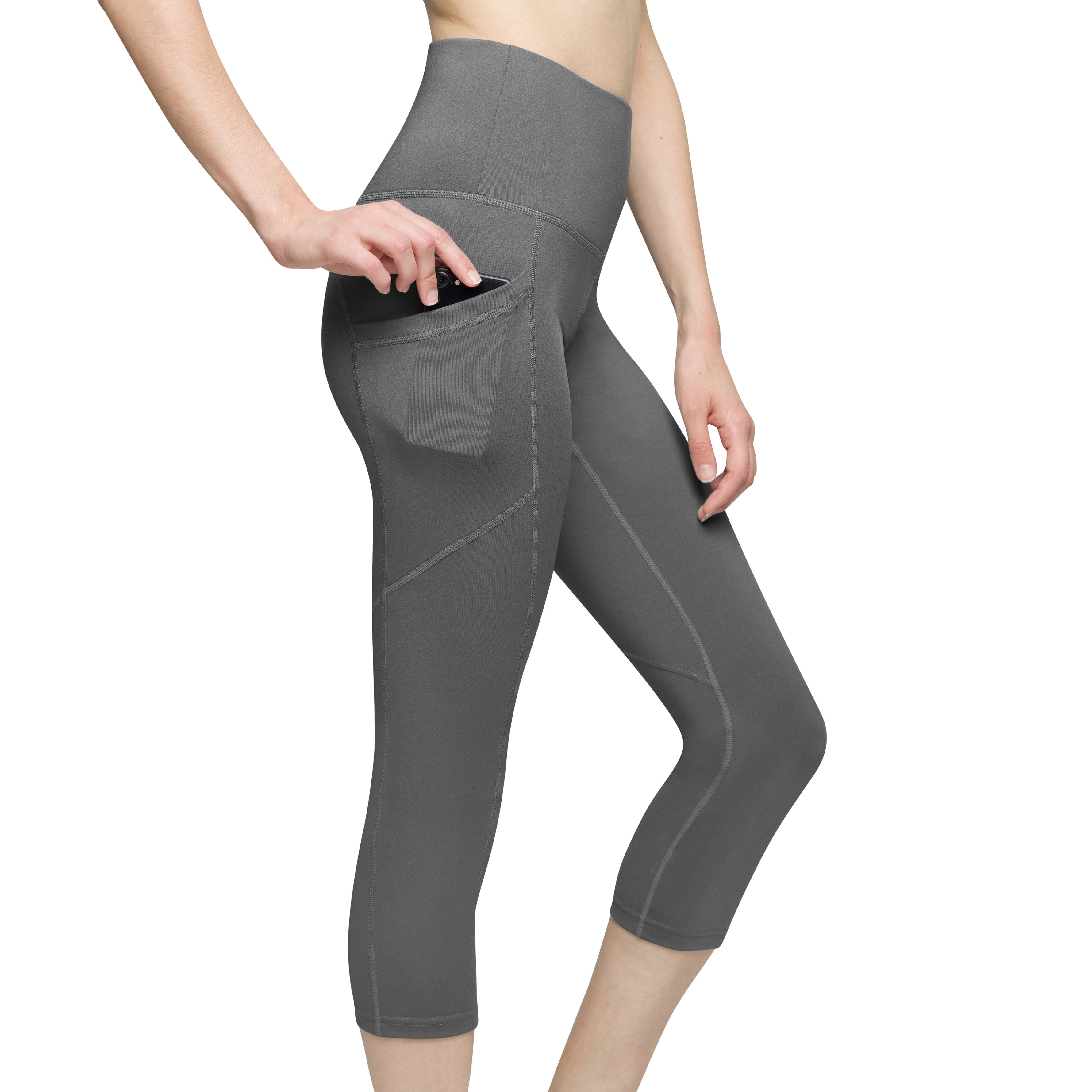 Women Squat Proof High Waist Cropped Yoga Capris - Leggings With Pocket- 1  or 2 Packs - Walmart.com
