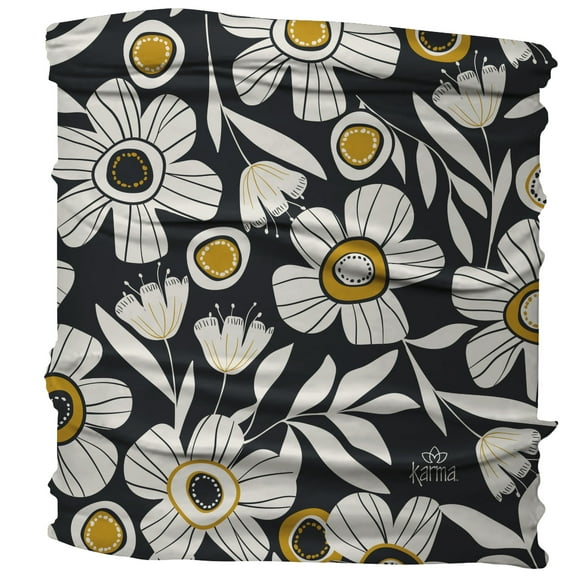 Karma Bandeau pour Femmes - Grand - Bandeau en Tissu et Foulard Extensible - Floral N&B