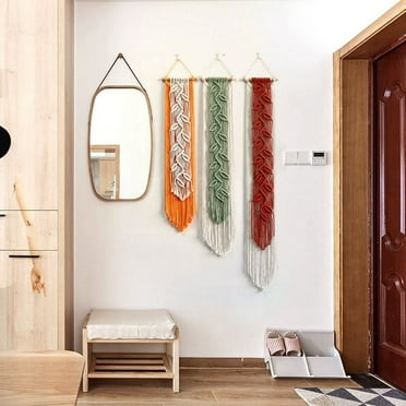 Nordic Leaf Woven Macrame Tapestry Hanging Boho Garden Tassel Wall Hanging Living Room Bedroom Home Hotel Decor A