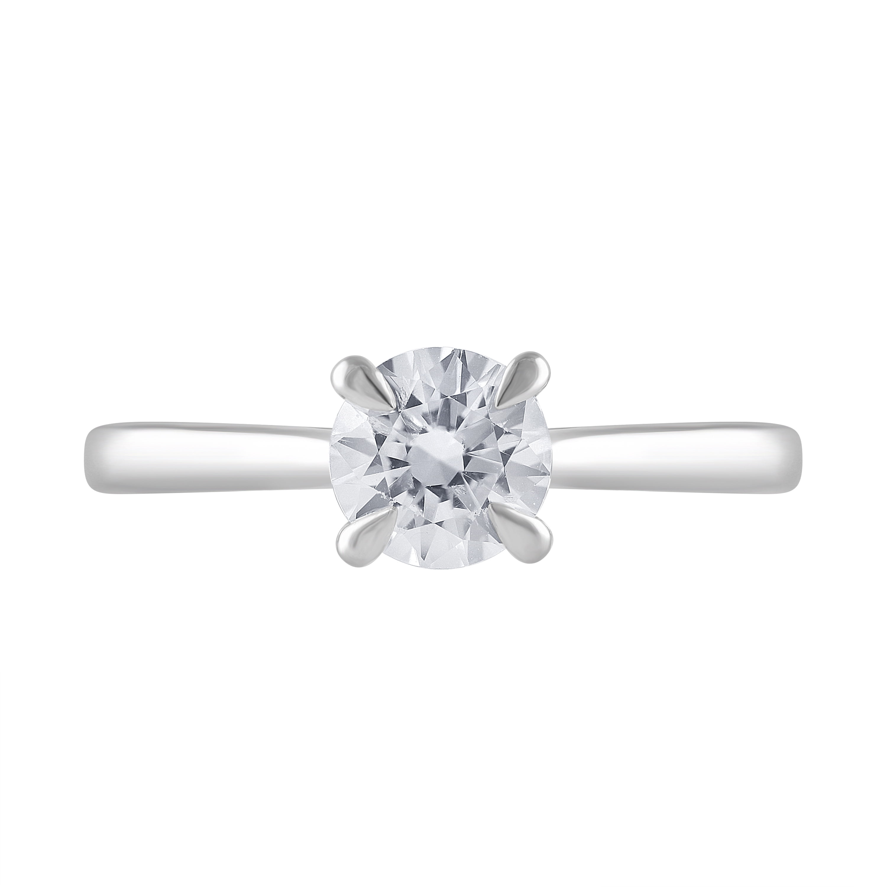Unique Moments 3/4 Ct Round Lab Grown Diamond Solitaire Engagement Ring in 10K White Gold for Women (J, SI-I1)