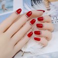 thumbnail image 3 of 24 Pcs/Set Faux Ongles Longs Rouges Paillettes Strass Mariage Couverture Complète Faux Ongles avec Colle Faux Ongle, 3 of 7