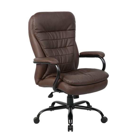 Boss Office Products Big and Tall B991-BB Double Plush Leather Office Chair, Brown
