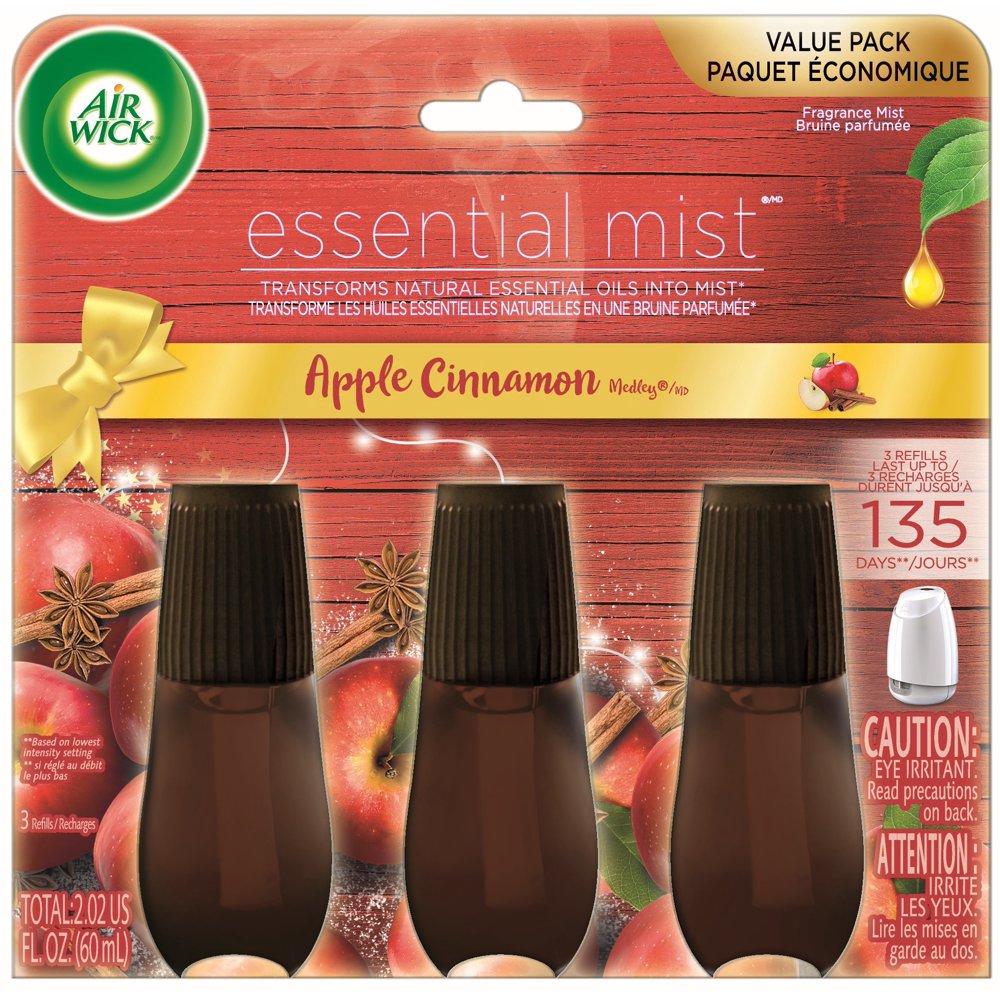 Air Wick Essential Mist Refill, 3ct, Apple Cinnamon Medley, Essential