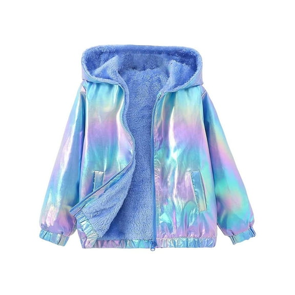 WhouRiu Toddler Girl' Winter Coat Gradient Warm Thickened Thermal Hooded Coat Children Cozy Soft Windproof Jackets Blue,Sized 2-3