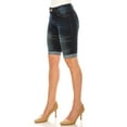 thumbnail image 4 of Women's Moto Style Denim Bermuda Shorts,Dark Wash,Rolled Cuff, Stretch Fit-ED-49043-Dk, 4 of 5