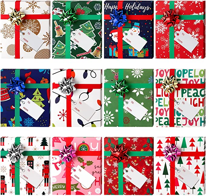 12 Pack Christmas Card Holders Boxes with Bow, Boxes for Gifts