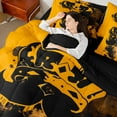 thumbnail image 4 of Castle Fairy King And Queen Crown Bedding Comforter Set 7pcs for Children Teens Adults,Graffiti Splash Queen Bedding Sets Super Cozy,Black Orange Queen Sheet Sets,Super Cozy Room Decor,Reversible, 4 of 8