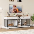 thumbnail image 6 of Yeshouse Large 82” Dog Crate for 2, Dog Kennel Furniture with Storage Drawers & Shelves, TV Console for Living Room, 6 of 7