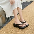 thumbnail image 5 of Slippers for Women,Platform Flip Flop With Arch Support Casual Comfortable Wedge Flip Flops Summer Beach Sandals Thong Slippers,Womens Slippers,Black,6.5, 5 of 9