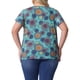 thumbnail image 3 of Blusas de verano casuales de talla grande para mujer Agnes Orinda, con flores, volantes, plisadas, cuello en V y mangas cortas, 3X, azul y naranja con círculos, 3 of 6