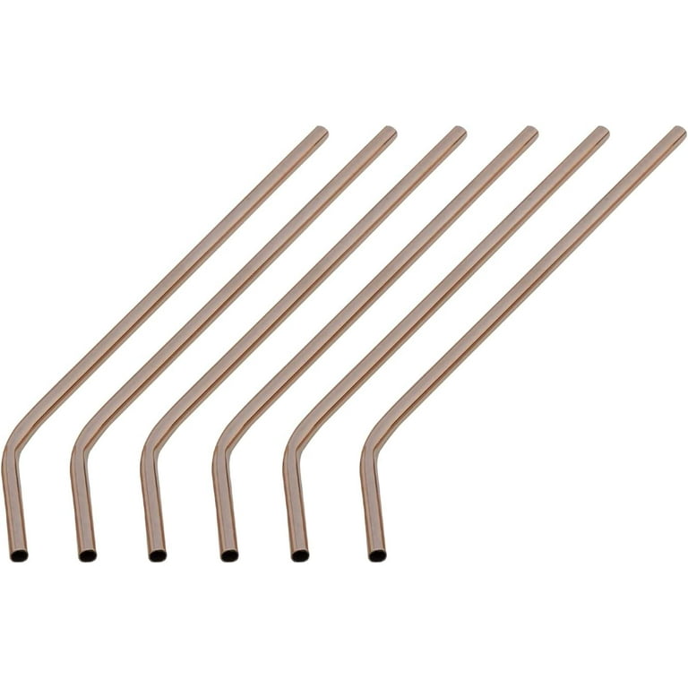  Reusable Set of 6 - Bent Pure Copper Straight Drinking Straws With  CLEANING BRUSH