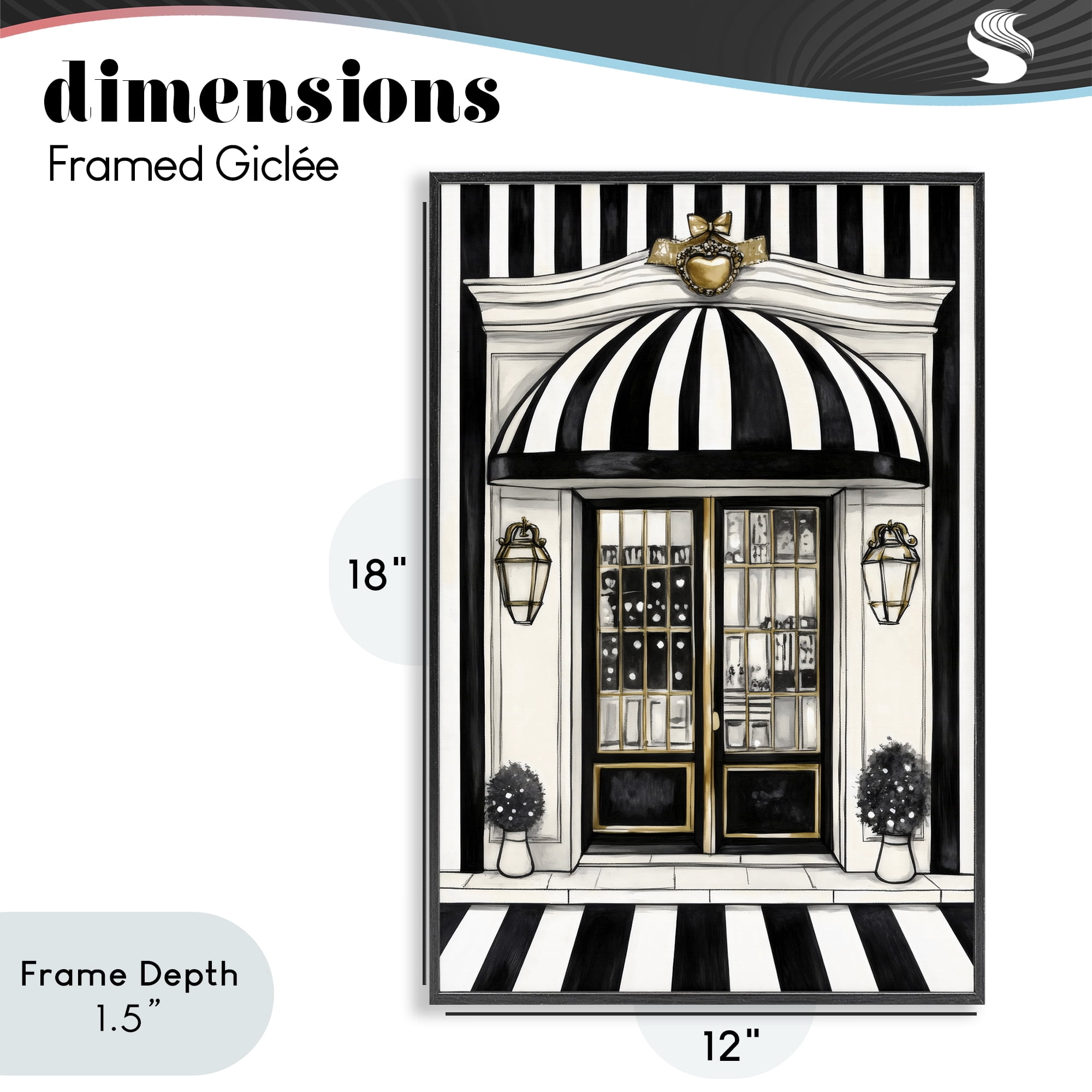 Stupell Industries Paris Storefront Facade Black Framed Giclee Art, design by Petal Prints Design