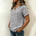 thumbnail image 3 of cocolona Womens Summer Striped Printed Tops Short Sleeve V Neck Loose Shirts Casual Pullover Blouses, 3 of 7