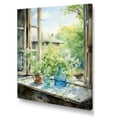 thumbnail image 2 of Designart "Countryside Charm with Green and Blue Windows I" Farm Canvas Wall Art - Country Green Farm Windows Hallway Wall Art Decor, 2 of 6