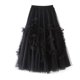 thumbnail image 5 of Vestido de falda de Hada de borde dulce Vintage para mujer, Falda Midi de tul de Cintura elástica de Hada de línea A, Swing grande Irregular, 5 of 5