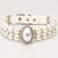 thumbnail image 6 of Small Dog Cat Big Pearl Collars with Crystal Rhinestone Diamond Décor, Adjustable Cute Fashion Pet PU Leather Necklace for Wedding Birthday Party (for Cats and Puppies), 6 of 6