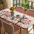 thumbnail image 3 of Valentine's Day Table Cloths for 4 Foot Rectangle Tables, Romantic Love Trees Red Roses Beige Patio Waterproof Elastic Fitted Tablecloths, Washable Rectangular Table Cover for Camping, 3 of 8