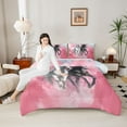thumbnail image 5 of Feelyou 3D Couple Horse Bedding Comforter Set for Kids, Kawaii Rustic Animal Twin Comforter Sets, Pink Watercolor Reversible Bedding Set, Luxury Bedroom Decor, 2-Piece, 5 of 9