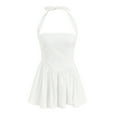 thumbnail image 6 of GEWSEY Women Bubble Mini Dress Cute Tie up Backless Sleeveless Party Short Graduation Dress Summer Dress White, M, 6 of 9