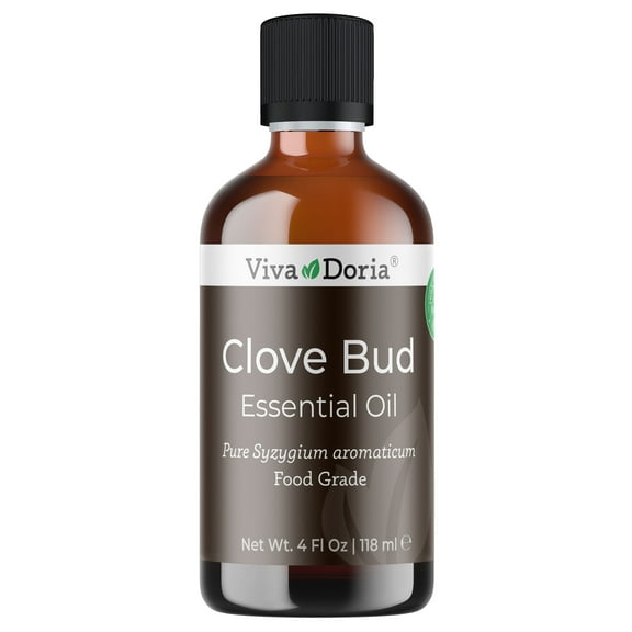 Viva Doria Pure Clove Bud Essential Oil, Undiluted, Food Grade, 4 Fl Oz (118 mL)